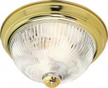 Nuvo SF76/024 - 2 Light - 11&#34; Flush with Clear Ribbed Swirl Glass - Polished Brass Finish