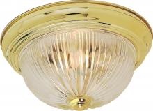 Nuvo SF76/091 - 2 Light - 11&#34; Flush with Clear Ribbed Glass - Polished Brass Finish