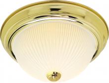 Nuvo SF76/130 - 2 Light - 11&#34; Flush with Frosted Ribbed - Polished Brass Finish